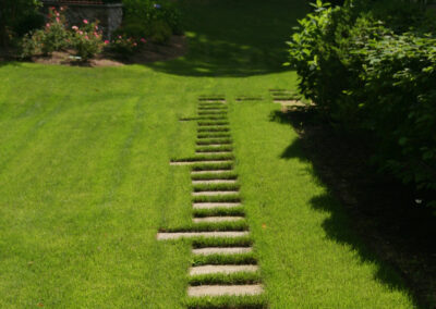 Formal pathway through the lawn.
